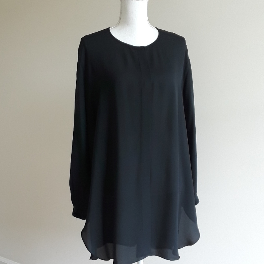 Oversized 100% silk button down shirt.